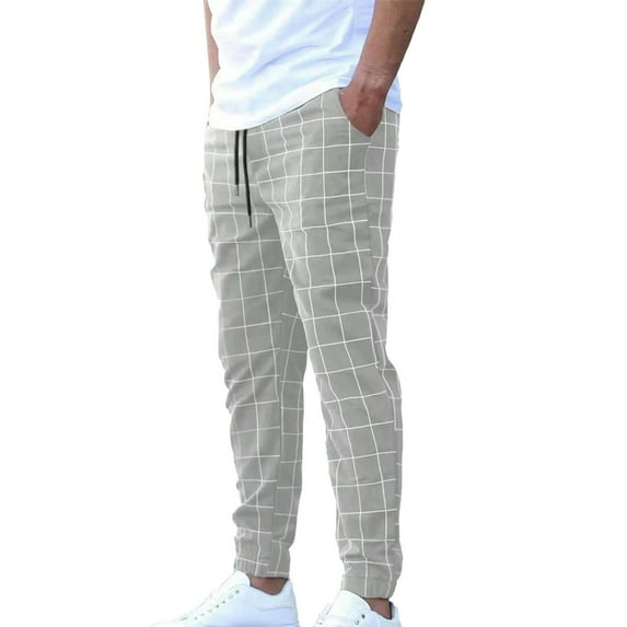 Plaid Pants for Men Joggers Track Pants Fashion Mens Straight Fit Athletic Fitness Urban Streetwear Bottoms Striped