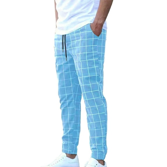 Plaid Pants for Men Joggers Track Pants Fashion Mens Straight Fit Athletic Fitness Urban Streetwear Bottoms Striped