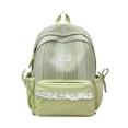 thumbnail image 1 of Plaid Patchwork Backpack, Lace Trim School Backpack with Side Bowknots, Spacious Bag with Multi-Compartment for Travel Shopping (Green), 1 of 7