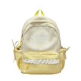 thumbnail image 1 of Plaid Patchwork Backpack, Lace Trim School Backpack with Side Bowknots, Spacious Bag with Multi-Compartment for Travel Shopping (Yellow), 1 of 7