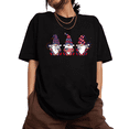 thumbnail image 1 of Plaid Patriotic Gnomes Womens S-5XL 4th Of July USA Flag Firework Graphic Short Sleeve T-Shirt Black Tops, 1 of 5