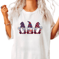 thumbnail image 1 of Plaid Patriotic Gnomes Womens S-5XL 4th Of July USA Flag Firework Graphic Short Sleeve T-Shirt White Tops, 1 of 5