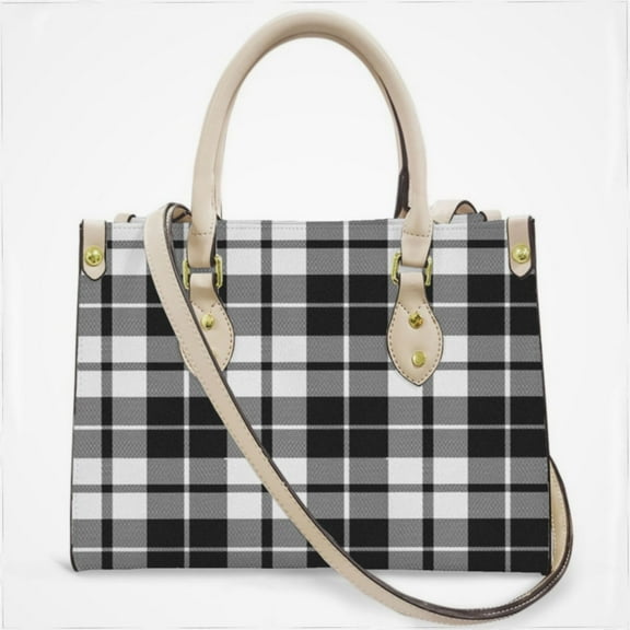 Plaid Pattern Black And White Plaid Cross Body Bags For Women Small Leather Female Handbags Fashion Top-Handle Totes