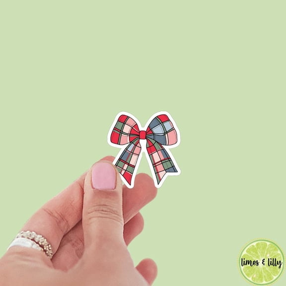 Plaid Pattern Bow Sticker