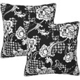 thumbnail image 1 of Plaid Pattern with Flower Baroque Ornament Throw Pillow Covers Set of 2 Pillow Cushion Cases Square Pillowcases for Sofa Bedroom Living Room Car, 20 X 20 Inch, 1 of 6