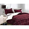 thumbnail image 1 of Plaid Pattern Micromink Sherpa-Backing Reversible Down Alternative Micro-Suede 3-Piece Comforter Set Full Burgundy, 1 of 4