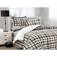 thumbnail image 1 of Plaid Pattern Micromink Sherpa-Backing Reversible Down Alternative Micro-Suede 3-Piece Comforter Set King Taupe, 1 of 4