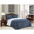 thumbnail image 1 of Plaid Pattern Micromink Sherpa-Backing Reversible Down Alternative Micro-Suede 3-Piece Comforter Set Queen Navy Blue, 1 of 4