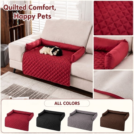 Plaid Pattern Pet Furniture Protector Pad For Dogs And Cats, Square Couch Cover And Sofa Topper, Comfortable Lounger Bed For Sleeping And Napping On Furniture, 1Pack Light Gray