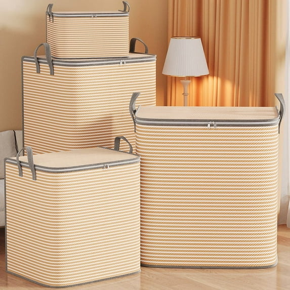 Plaid Pattern Storage Bags for Clothes, 6-Pack Fabric Wardrobe Organizer Boxes with Handles for Home Moving & Closet Organization