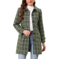 thumbnail image 1 of INSPIRE CHIC Plaid Pea Coat for Women's Single Breasted Vintage Winter Overcoat Trench Outerwear L Green, 1 of 6