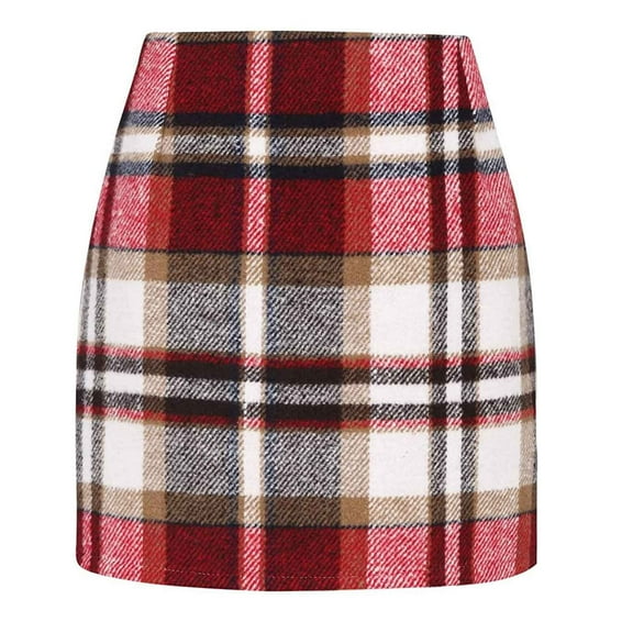 Plaid Pencil Skirts for Women High Waist A Line Slim Fit Mini Skirt Trendy Casual Stretch Short Workwear Skirts