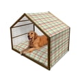 thumbnail image 1 of Plaid Pet House, Geometric Composition with Squares and Rectangles Colorful Shapes with Diagonal Lines, Outdoor & Indoor Portable Dog Kennel with Pillow and Cover, 5 Sizes, Multicolor, by Ambesonne, 1 of 4