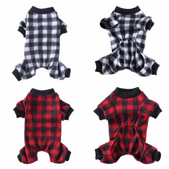 Plaid Pet Pajamas Dog Onesies Plaid Dog Sweaters Pet Soft Winter Clothes Puppy Warm Pajamas for Small Medium Dogs Pets