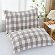 Plaid Pillow Cases, 100% Cotton, Buffalo Check Gingham Checkered, Pillowcases Pillow Shams Covers, Rectangle Fabric Protectors, Sleeping Accessories, Standard Size 20x30 Inch