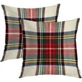 thumbnail image 1 of Plaid Pillow Covers 18x18 Inch Set of 2, Scottish Tartan Red and White Wool Plaid Pattern Symmetric Square Print Double Sided Decorative Pillows Cases Throw Pillows Covers, 1 of 4