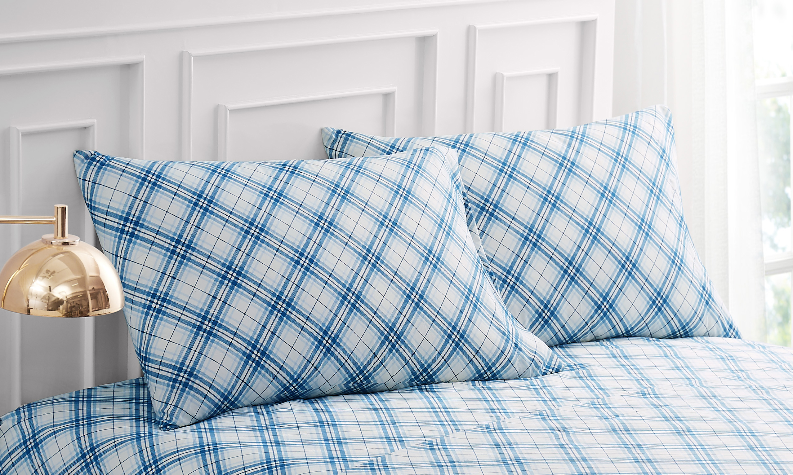 Plaid Pillowcase Pair Standard Blue