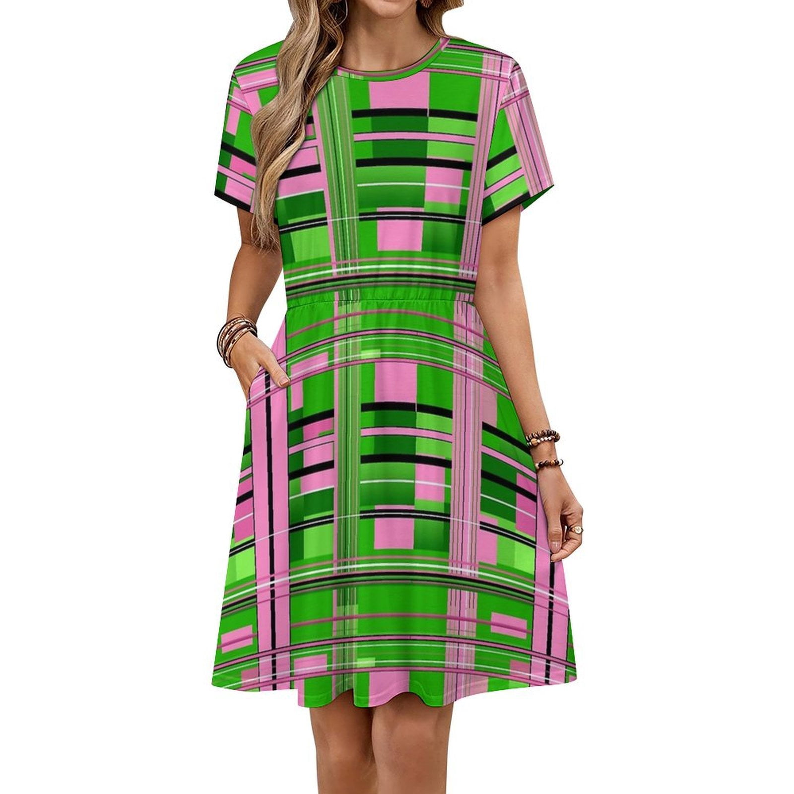 green emerald velvet dress 60s Pink Plaid Dress – Luxie Vintage main image 1