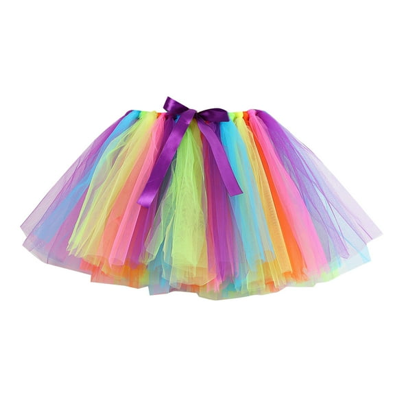 Plaid Pleated Skirt for Girls Girls Layered Tulles Tutus, Cute Princess Ballets Skirts, Toddler Kids Colorful Dance Mesh Skirt Girls Ruffle Tulles Skirt Multicolor 6Y
