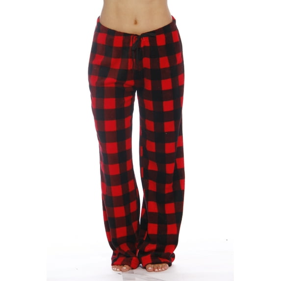 Plaid Plush Fleece Pajama Pant (Buffalo Plaid Red, Small)