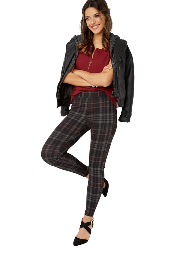Plaid Ponte Pull On Skinny Pant