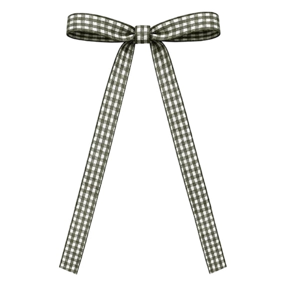 Plaid Pre-Tied Christmas Bow, Dark Green Checkered Ribbon Ornament for Tree Wreath and Holiday Craft Decor, 1PC (Dark Green)