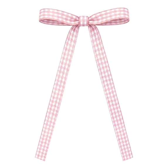 Plaid Pre-Tied Christmas Bow, Pink Checkered Ribbon Ornament for Tree Wreath and Holiday Craft Decor, 1PC (Pink)