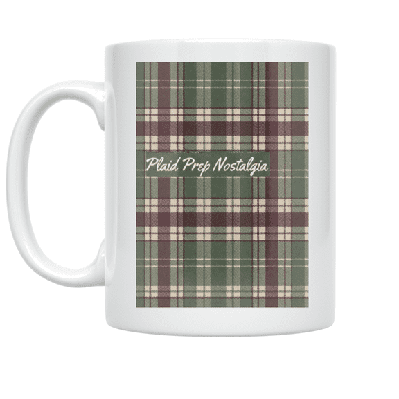 Plaid Prep Nostalgia - Retro Style - 11 oz Ceramic Coffee Mug