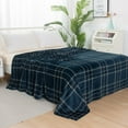 thumbnail image 1 of Plaid Print All Season Fleece Blanket - Anti-Static - Plush, Soft and Cozy, King/California King, Navy Blue, 1 of 5