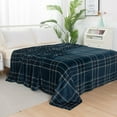 thumbnail image 1 of Plaid Print All Season Fleece Blanket - Anti-Static - Plush, Soft and Cozy, Twin/Twin XL, Navy Blue, 1 of 5