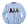 thumbnail image 1 of Plaid Print Christmas Trees Sweatshirt Unisex Large Light Blue, 1 of 5