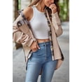 thumbnail image 1 of Plaid Print Detail Shacket, Beige, Large, 1 of 5