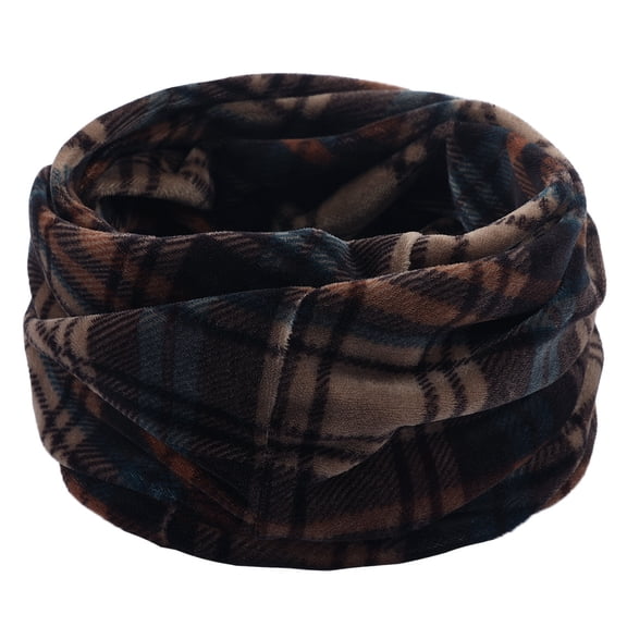 Plaid Print Fleece Neck Warmer, Double-Layer Knit Snood for Men & Women,26*24*1cm,24