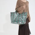 thumbnail image 1 of Plaid Print PVC Tote Bag for Women, Waterproof Plastic Handbag with Large Capacity for Shopping, Work, Travel, and Festive Gifting, Durable and Fashionable Design, 1 of 8