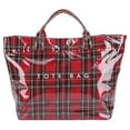 thumbnail image 1 of Plaid Print PVC Tote Bag with Waterproof and Wipeable Material for Shopping Work and Daily Use Large Capacity Handbag, 1 of 4