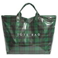 thumbnail image 1 of Plaid Print PVC Tote Bag with Waterproof and Wipeable Material for Shopping Work and Daily Use Large Capacity Handbag, 1 of 4