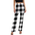 thumbnail image 1 of Plaid Print Pants Green And White Checkered High Waist Elegant Flared Trousers Summer Design Harajuku Pants Birthday Gift, 1 of 2