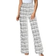 thumbnail image 1 of Plaid Print Pants for Women Casual High Waisted Wide Leg Pants Work Trousers White 2XL, 1 of 7