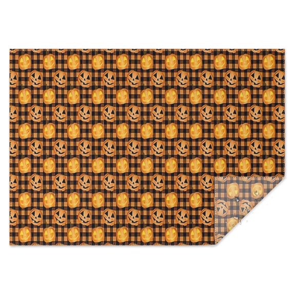 Plaid Pumpkin Halloween Pattern Rectangle Tablecloth 60"x84",Waterproof Polyester Rectangle Table Cloth, Wipeable Spillproof Polyester Tablecloth for Dining, Camping, Indoor and Outdoor