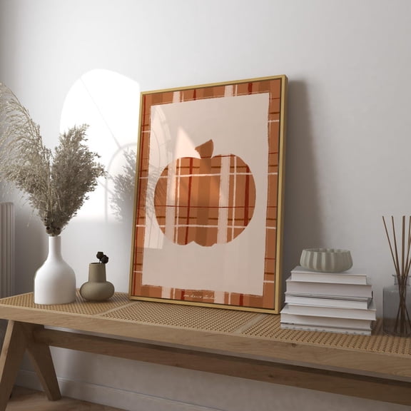 Plaid Pumpkins Art Print Poster, Spooky Hallo.Ween Autumn Wall Art, Trendy Retro Print, Mid Century Print, Fall Modern Kitchen Wall Art UNFRAMED PAPER POSTER, Home Decor, Vintage Gift