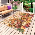 thumbnail image 1 of Plaid Pumpkins Fall Outdoor Rug for Patio/Deck/Porch, Non-Slip Large Area Rug 5 x 8 Ft, Harvest Thanksgiving Botanical Leaves Indoor Outdoor Rugs Washable Area Rugs, Camping Rug Carpet Runner, 1 of 8