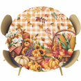thumbnail image 1 of Plaid Pumpkins Fall Round Tablecloth, Fitted Table Cover with Elastic for 45"-54" Round Tables, Harvest Thanksgiving Botanical Leaves Table Cloth Outdoor Indoor Dinning Party Waterproof Tablecloths, 1 of 7