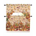 thumbnail image 1 of Plaid Pumpkins Fall Swag Kitchen Curtains Sets for Windows 24 Inch Length, Harvest Thanksgiving Botanical Leaves Short Window Curtain Panels Swags Valances and Tiers 3 Piece Set for Cafe/Dining Room, 1 of 5