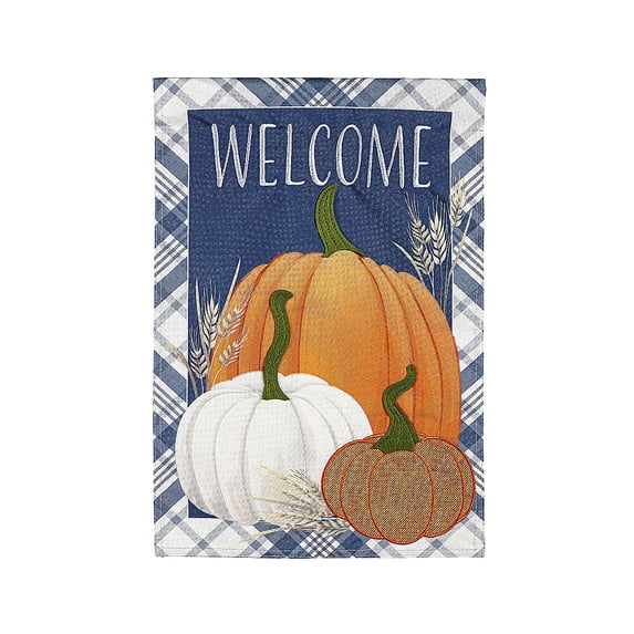 Plaid Pumpkins Garden Linen Flag