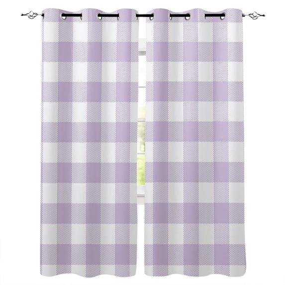 Plaid Purple Rural Style,Blackout Curtains 84 Inches Long for Bedroom,Rural Abstract Geometric Lattice Thermal Insulated Room Darkening Black Out Window Curtain Panels Grommet Drapes for Living Room