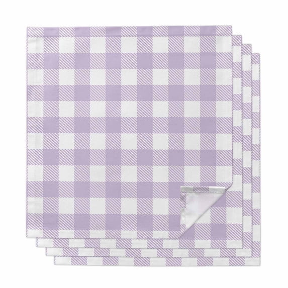 Plaid Purple Rural Style, Cloth Napkins, Rural Abstract Geometric Lattice Washable and Reusable Dinner Napkins Set of 4, Table Napkin for Kitchen Party Birthday Wedding Hotel Housewarming 20"x20"