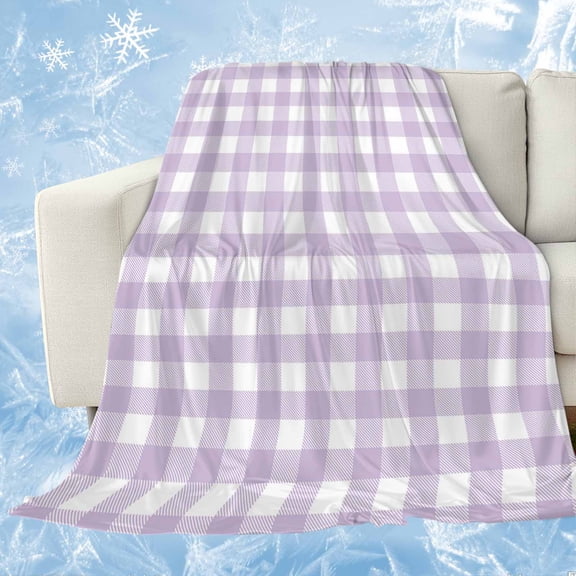 Plaid Purple Rural Style,Cooling Blanket,Lightweight Breathable Summer Throw Blanket with Double Sided Cold Effect,Rural Abstract Geometric Lattice Picnic Blankets Bed Sheet for Hot Sleepers 30"x40"