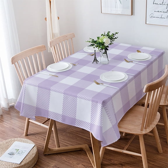 Plaid Purple Rural Style, Tablecloth Rectangle Table Cloth 60x84 , Waterproof Tablecloth Outdoor Table Cloth, Rural Abstract Geometric Lattice Washable Table Cover for Kitchen Dining Party