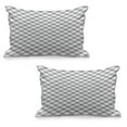 thumbnail image 1 of Plaid Quilted Pillowcover Set of 2, Monochromatic Diagonal Pattern with Checks and Stripes Dashed Lines Celtic Classic, Standard Queen Size Pillow Cover Bedroom, 36" x 20", Black White, by Ambesonne, 1 of 1