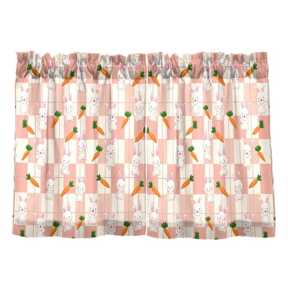 Plaid Rabbit Radish Pattern Tier Curtains Tier Kitchen Living Room Bedroom Balcony 2 Panels 27x36 Inch